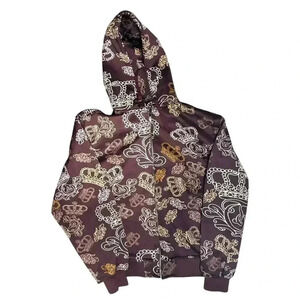 Patterned Hoodie with Crown Design